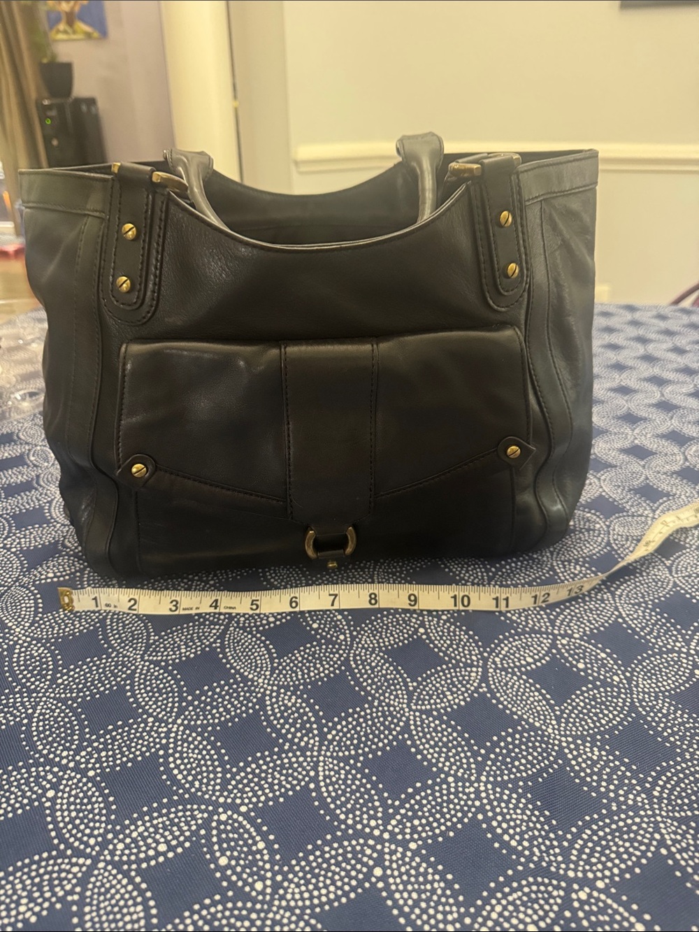 Cole Haan Black Soft Leather Shoulder Bag -  Tote with Brass Hardware.